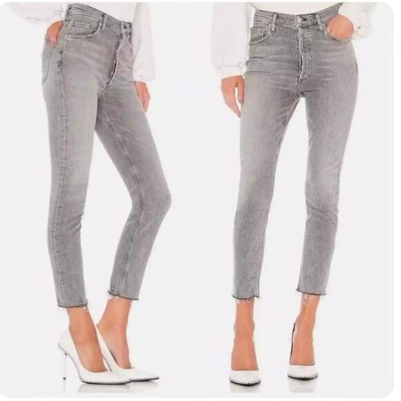 Agolde Nico Washed Gray Denim Jeans Size 26 - Picture 9 of 9